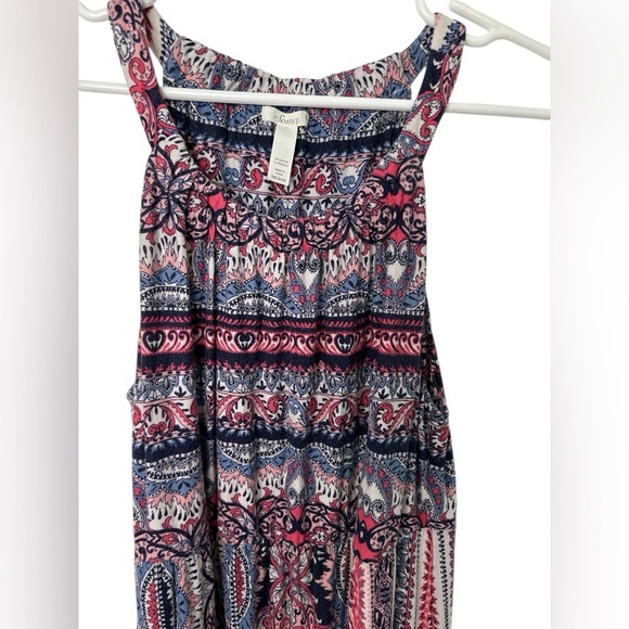 Soma Paisley Asymmetrical Maxi Dress Womens High Neck Sleeveless Jersey Knit - Picture 5 of 8